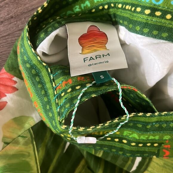 NWOT Farm Rio Fresh Forest Scarf Linen Dress - Picture 5 of 5